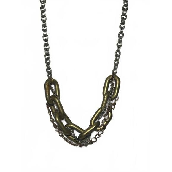 Chic Multi-Chain Statement Necklace – Layered Gold & Silver Tone - Picture 1 of 2